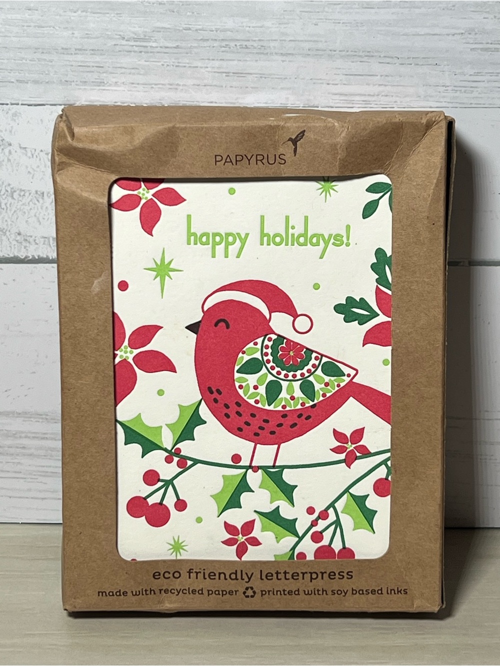 Papyrus Red and Green Bird Holiday Card Set